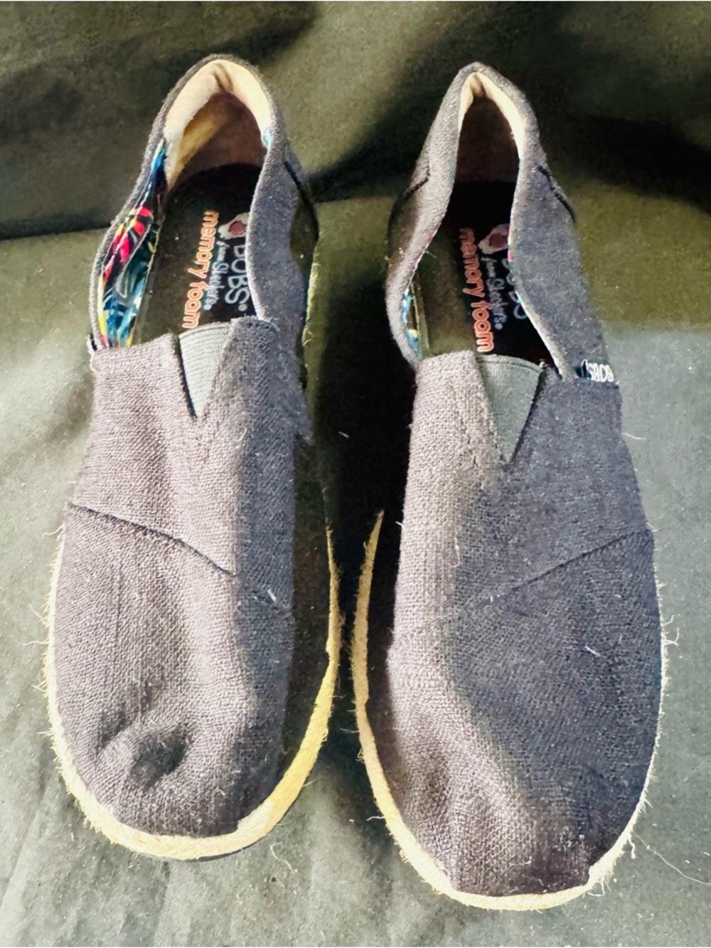 Black Slip-On Canvas Espadrille Flats